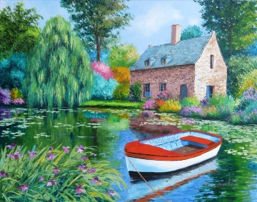 house pond garden Oil Paintings